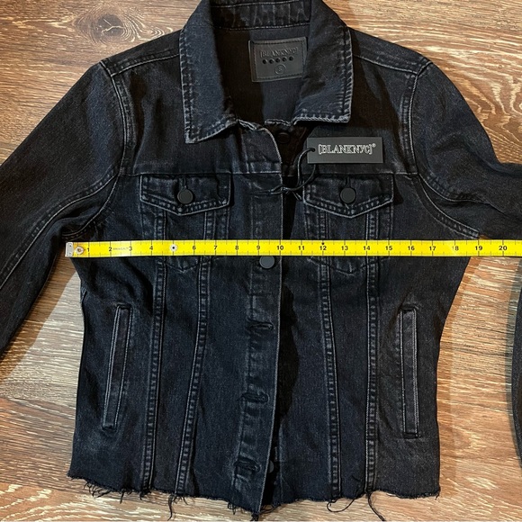 NWT [BLANKNYC] Ghosted Jacket raw hem black Denim Jean trucker Blank N.Y.C. Crop - Picture 8 of 10